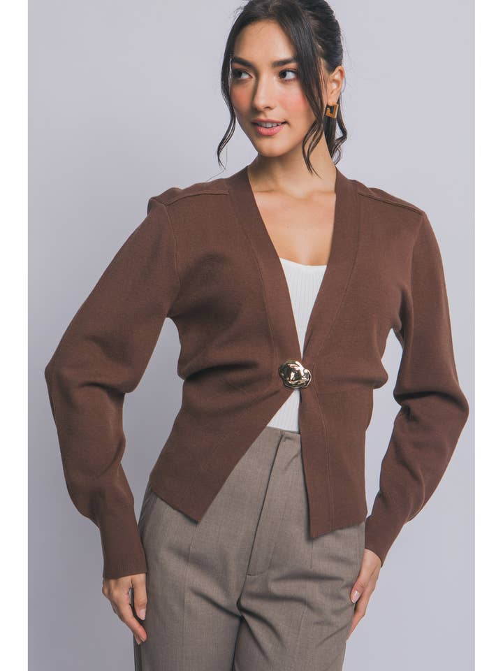 Elegant Golden Button Knit Cardigan for wholesale by ITSSY