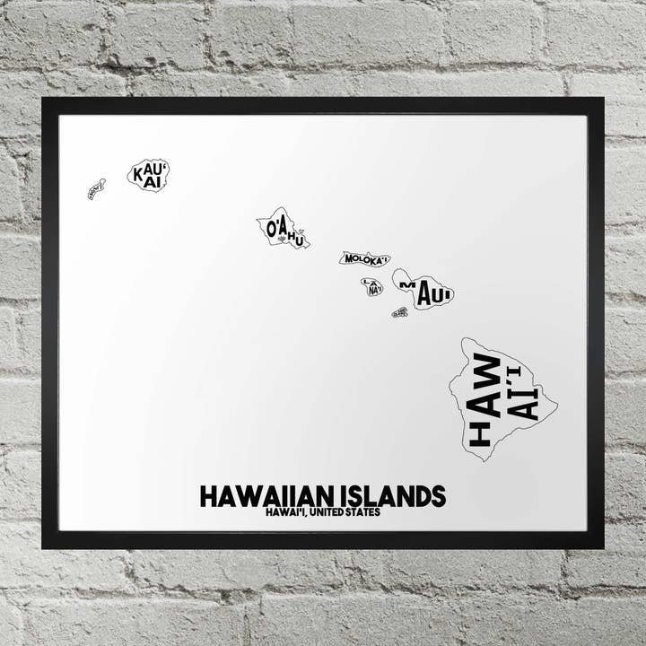 Impressão do mapa de tipografia das ilhas havaianas por atacado de Damon D Chan