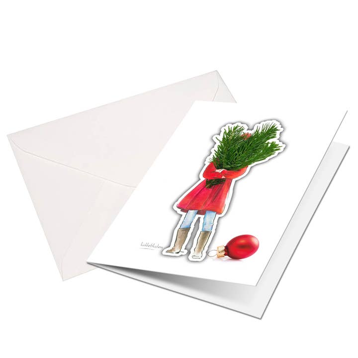 Folding Card – Christmas Tree Girl | With Magnet | Eco for wholesale by Lütteblüten
