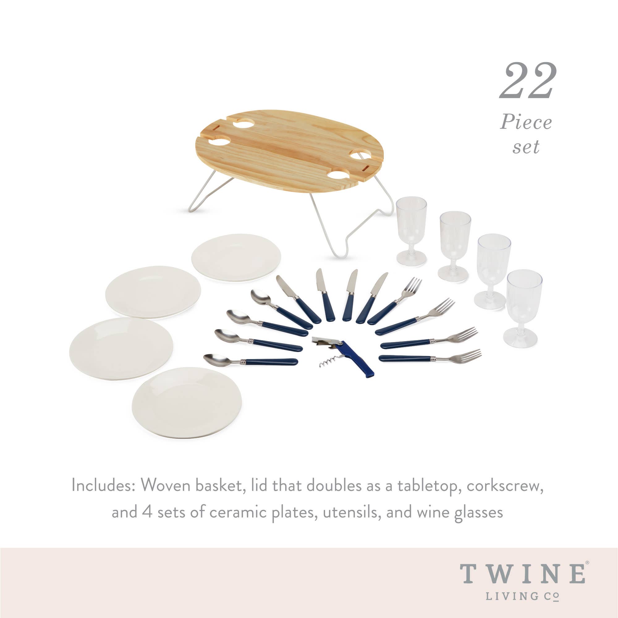 Twine - Vente Paniers de pique-nique - Panier de pique-nique Central Park Willow pour quatre5