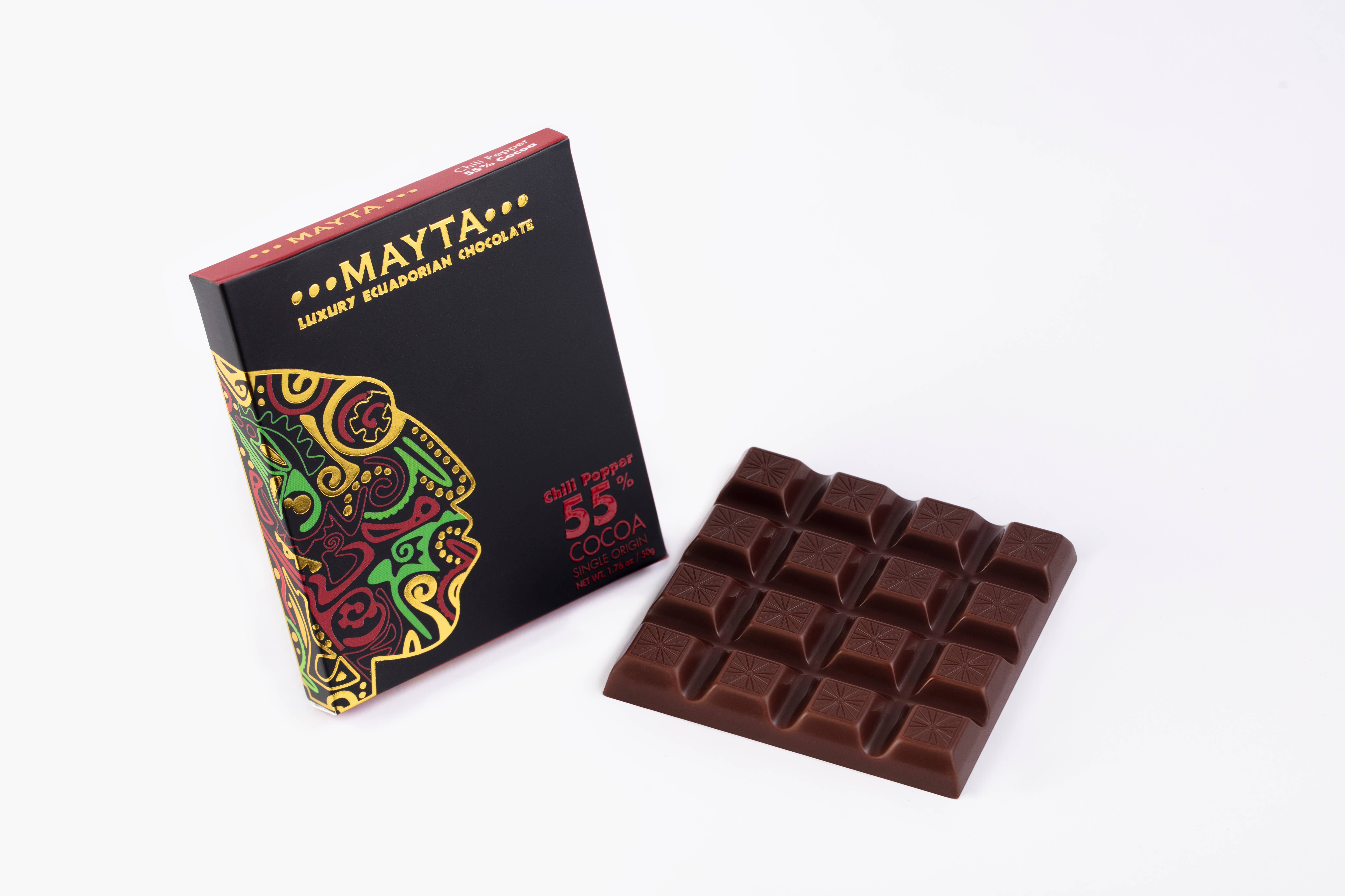 Mayta Gourmet Ecuadorian Chocolate & Coffee - Wholesale Chocolate Bar - Mayta Gourmet 55% Dark Chocolate Chili1