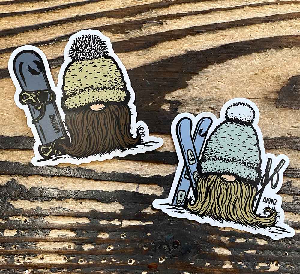 Akinz - Wholesale Sticker - Go Big or Go Gnome - Snowboard Sticker1