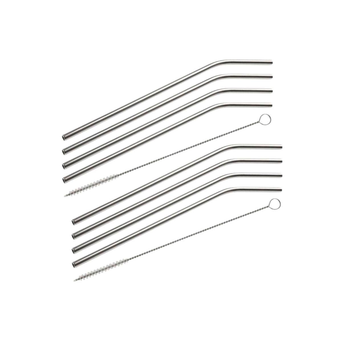 Zenker - Wholesale Drinking Straw - Set of 8 curved stainless steel straws with cleaning brushes 24 cm Fackelmann Bar Concept0