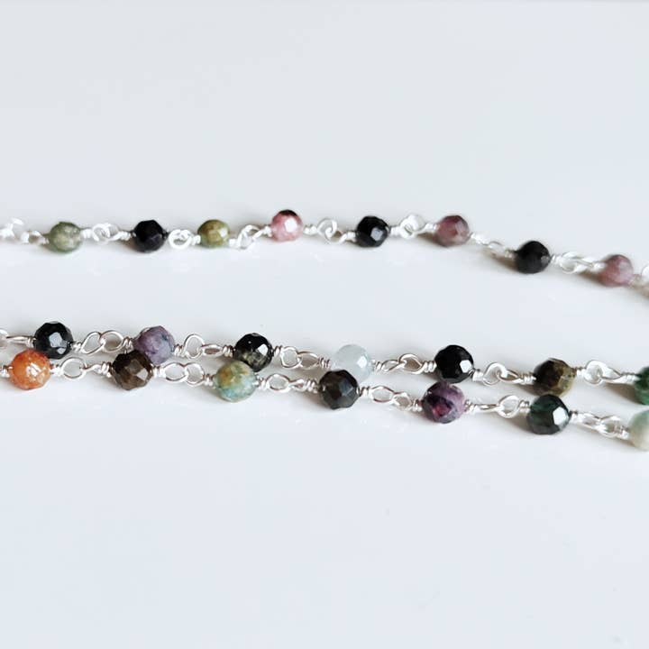 SEQAY - Wholesale Armband met kralen - Multikleurige toermalijnarmband van 925 sterling zilver met kleine stenen8