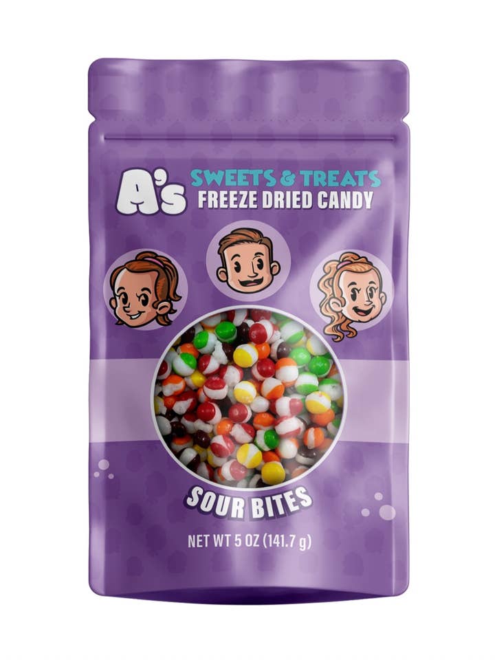 Sour Bites 5oz Familienpackung für den Großhandel von A’s Sweets & Treats Freeze Dried Candy
