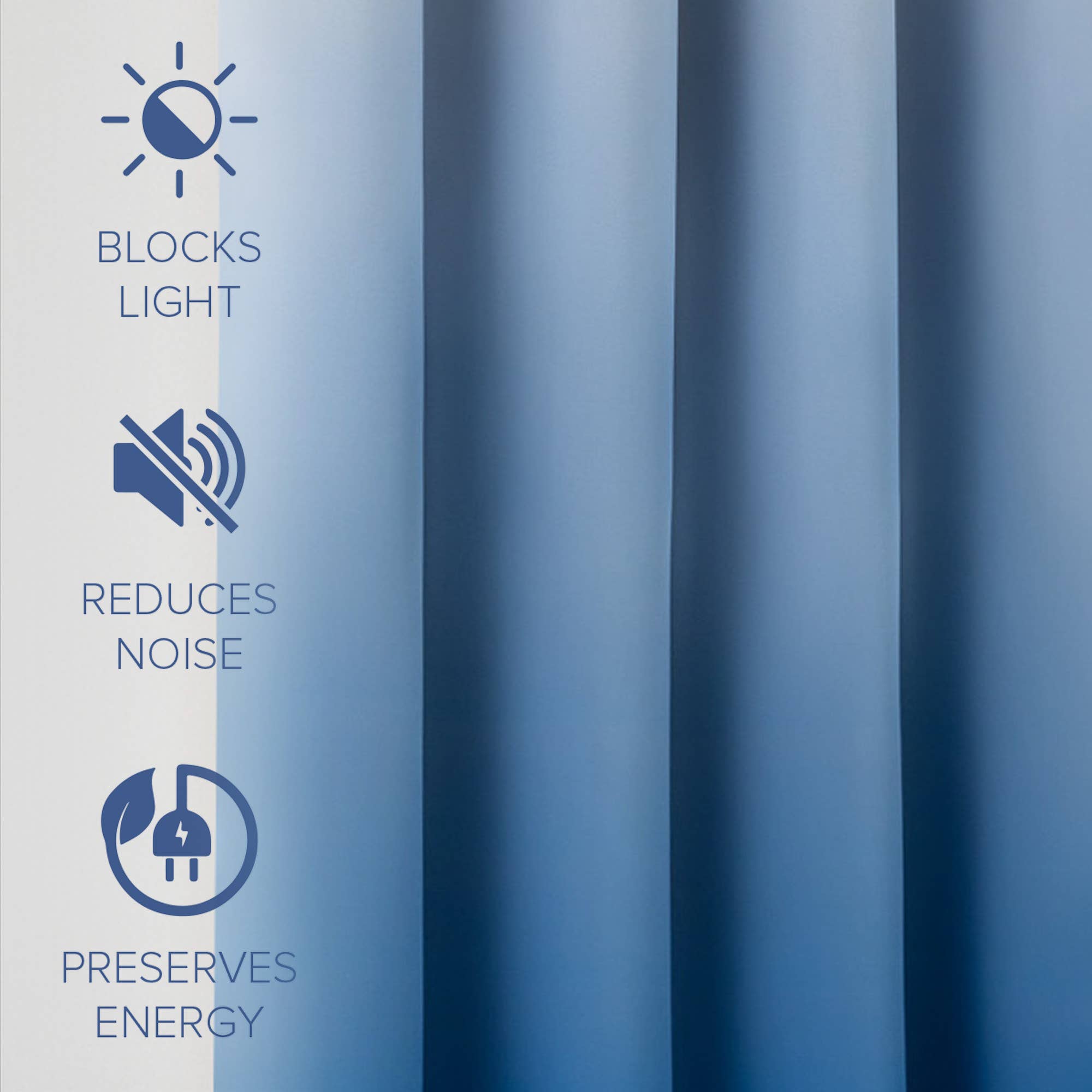 Blue Blackout Grommet Ombre Curtains Pair, Blue, 2 Panels for wholesale on Faire3