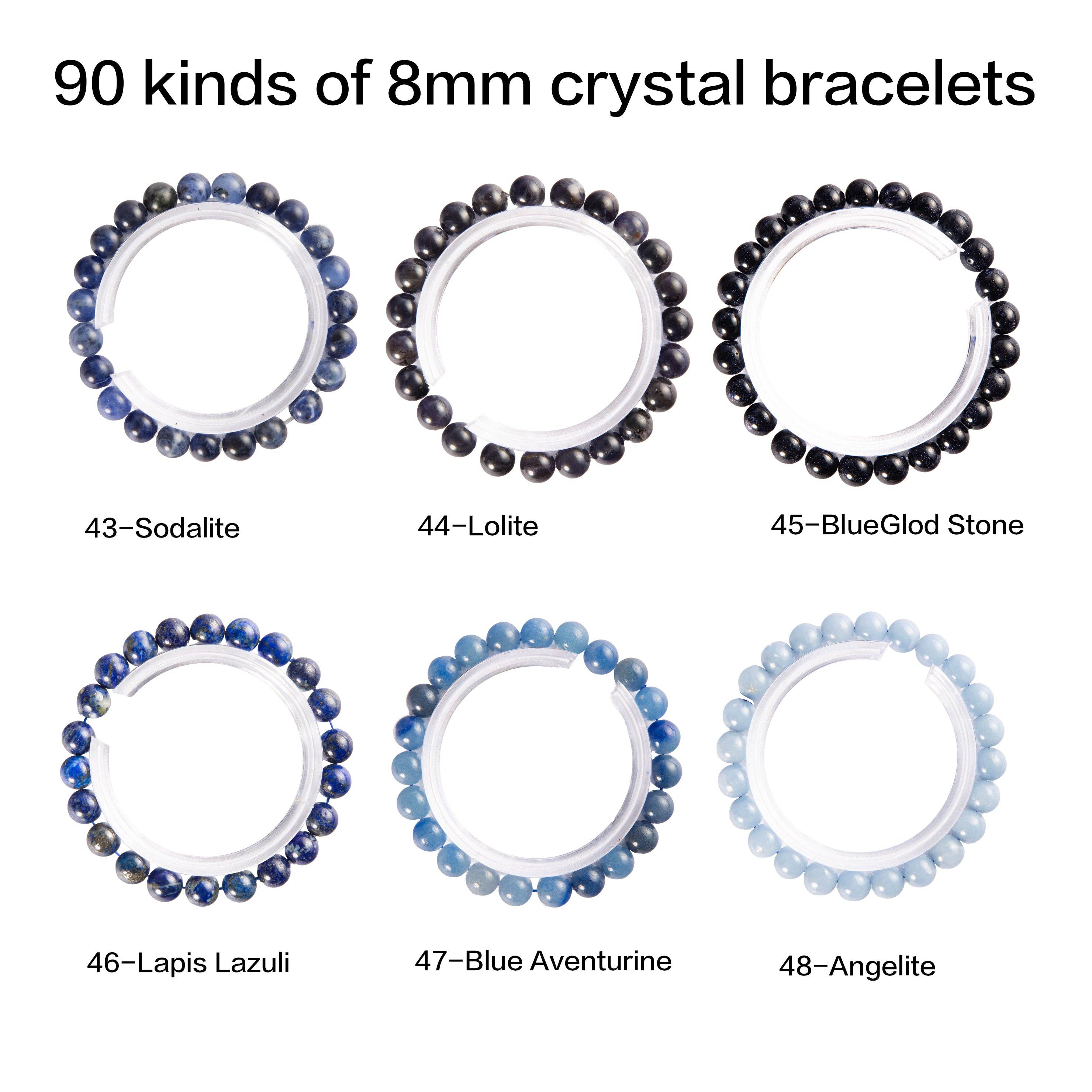 YYDIYcrystal - Vente Bracelet de perles - Bracelet en cristal 8mm 2 pièces, bijou en perles de pierres précieuses,6