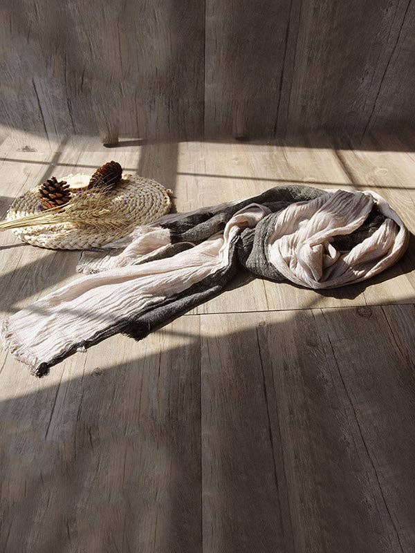 VividLux - Vente Écharpe – femme - Écharpe vintage en coton Ramie de couleur contrastante10