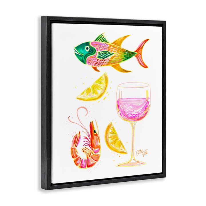Stupell Industries - Wholesale Wall Sign - Summer Seafood & Wine - Framed Wall Art19
