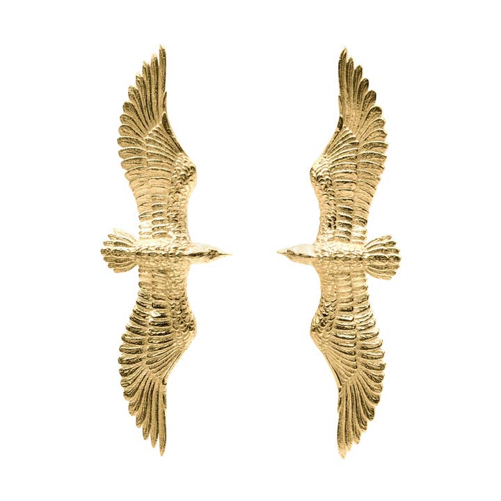 Pendientes con forma de pájaro, chapados en oro para venta al por mayor de Carolinne B