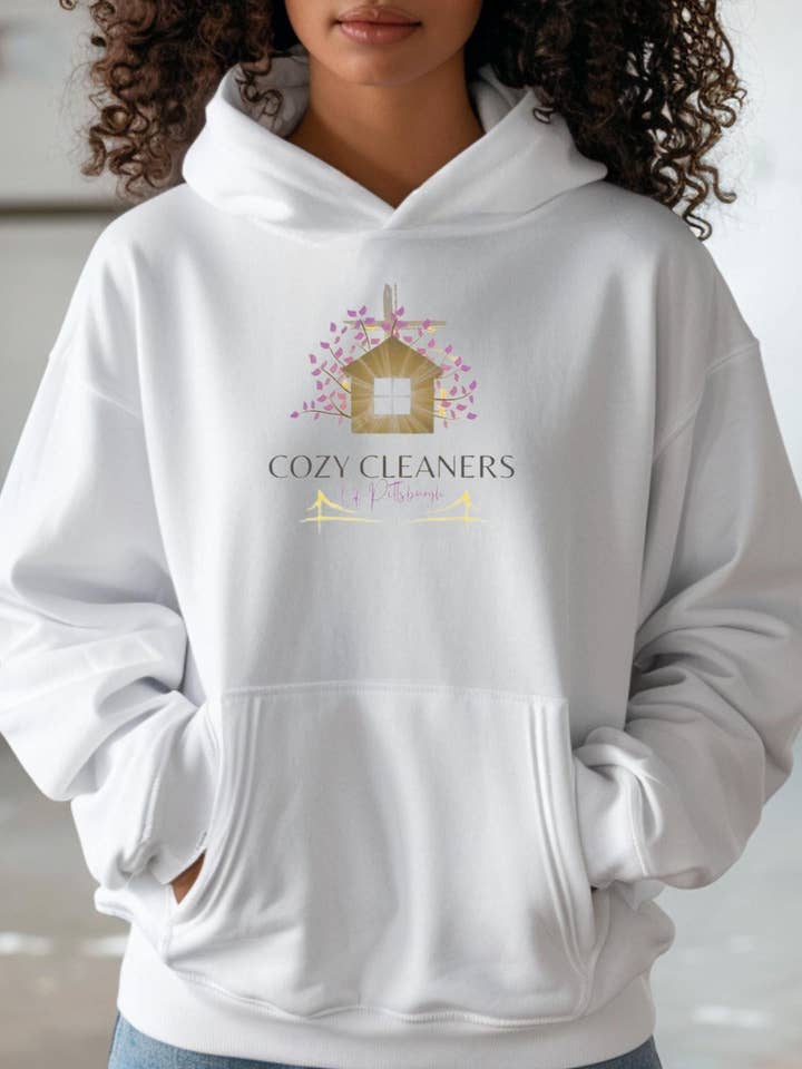 Cozy Cleaners Unisex Business Logo Hoodie for wholesale by 240 Spirit Press