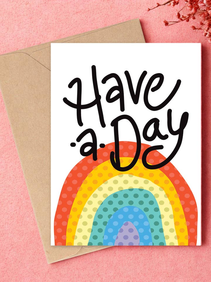 Carte de vœux PASSEZ UNE JOURNÉE ARC-EN-CIEL pour la vente par Two Brides Presents
