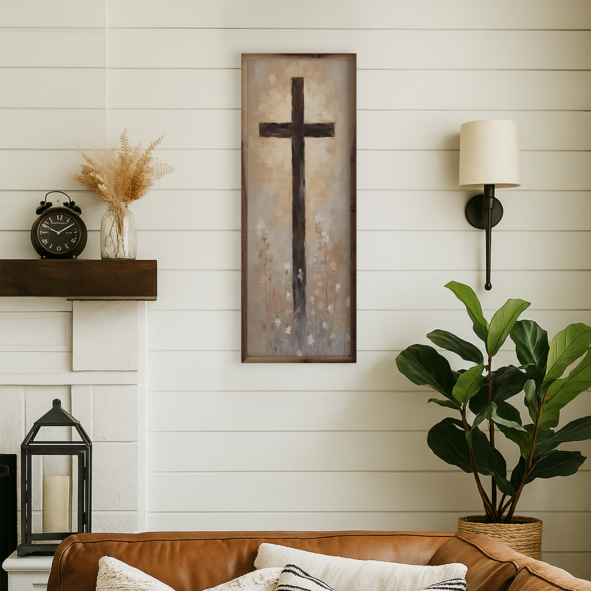 Kendrick Home - Wholesale Wood Wall Art - Cross With Flowers2