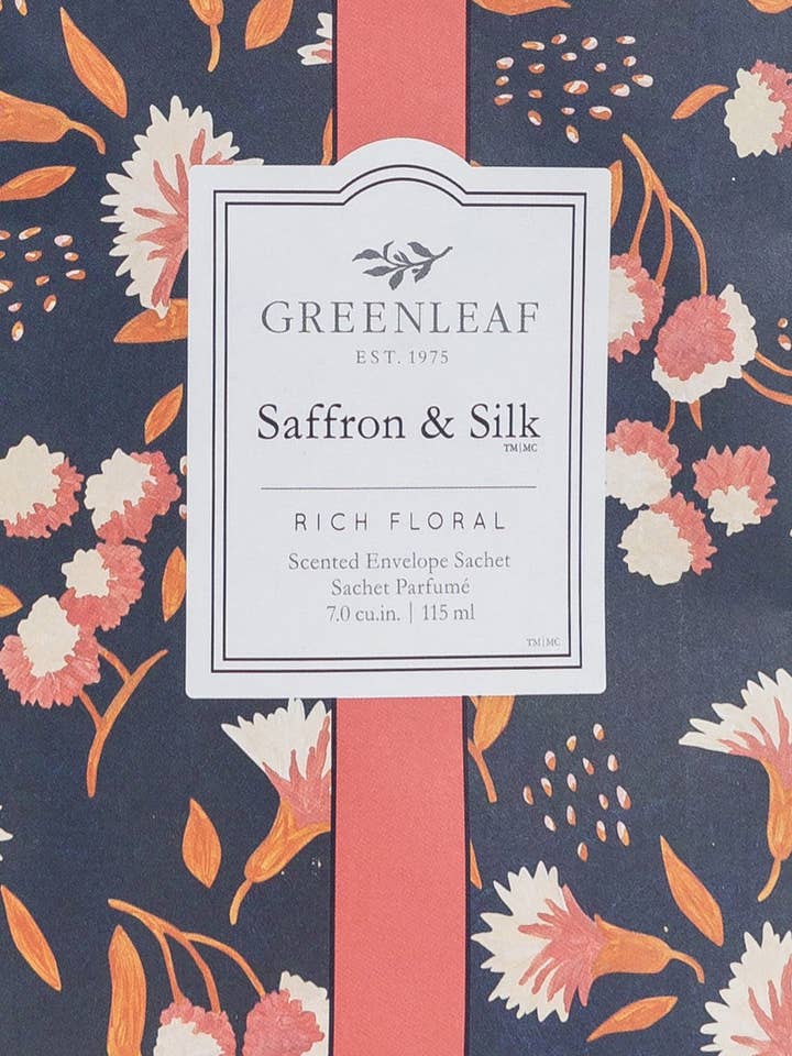 Greenleaf Saffron & Silk Large Scented Sachet (Pack of 18) for wholesale by Heart Of The Country Ltd