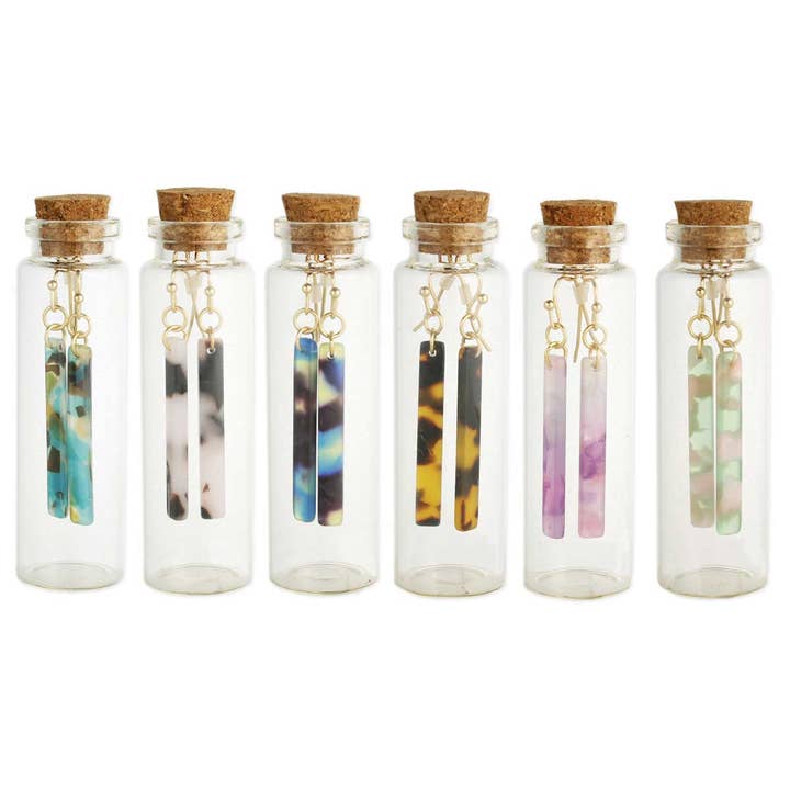 ZAD - Wholesale Dangle Earrings - Bottled Bar Marbled Resin Earrings