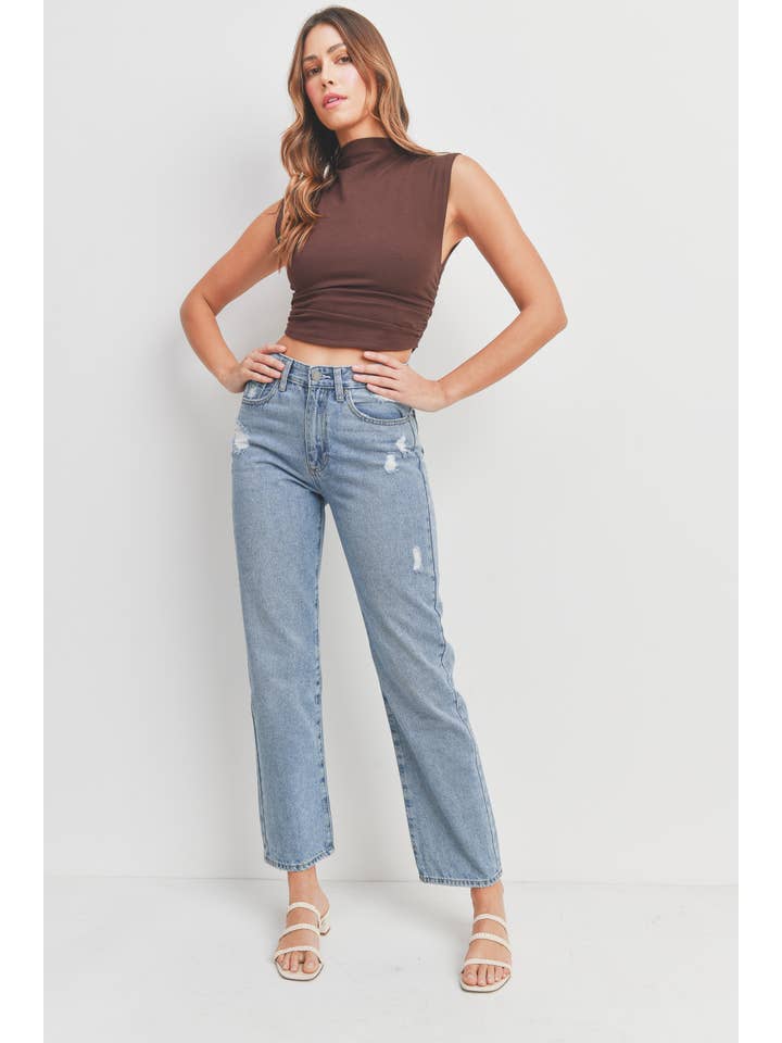 JBD - Wholesale Jeans - Women's - DP538N - MED - Super High Rise Dad Jean w/ Distressing