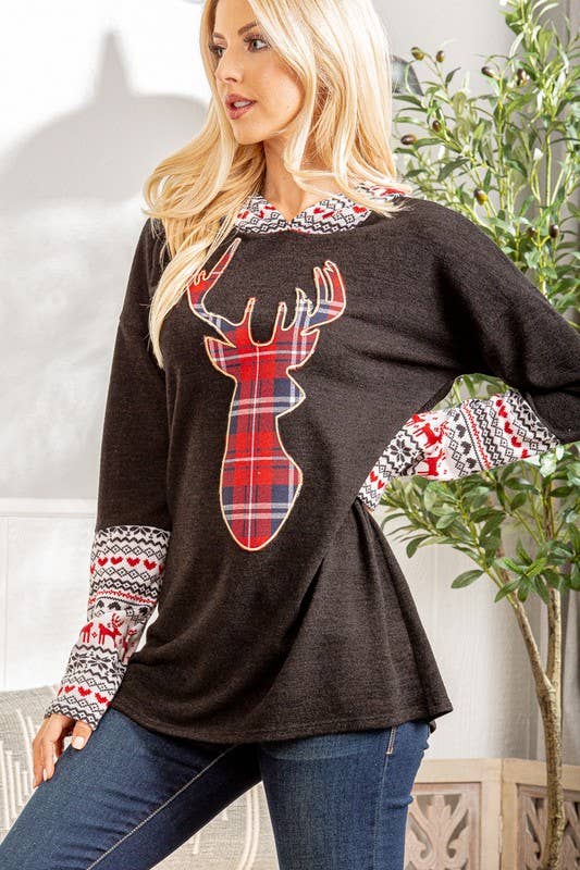 HEIMISH - Venta al por mayor Sudadera con capucha - Mujer - ET6455-10 RENO NAVIDEÑO8