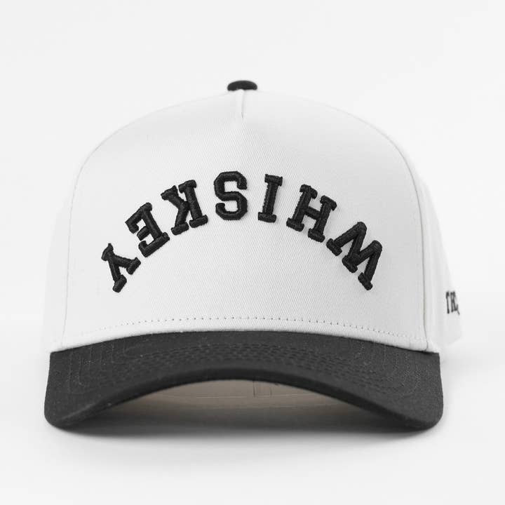 Whiskey Upside Down Embroidered A-Frame Snapback Hat for wholesale by The Hungry Sloth