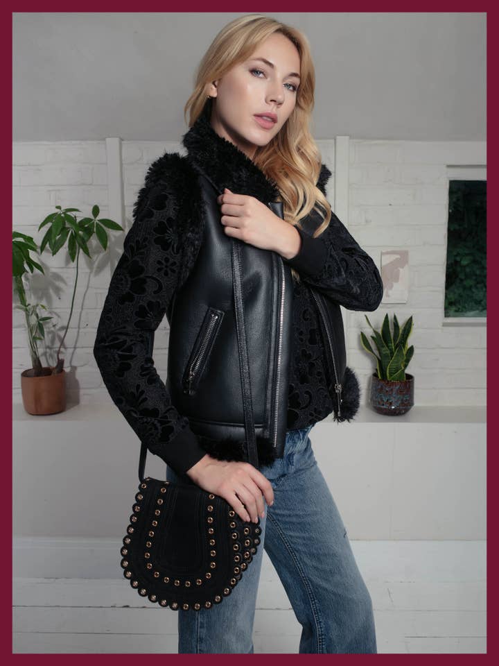 Devina Biker Gilet in Zwart voor wholesale door NOOKI DESIGN LTD