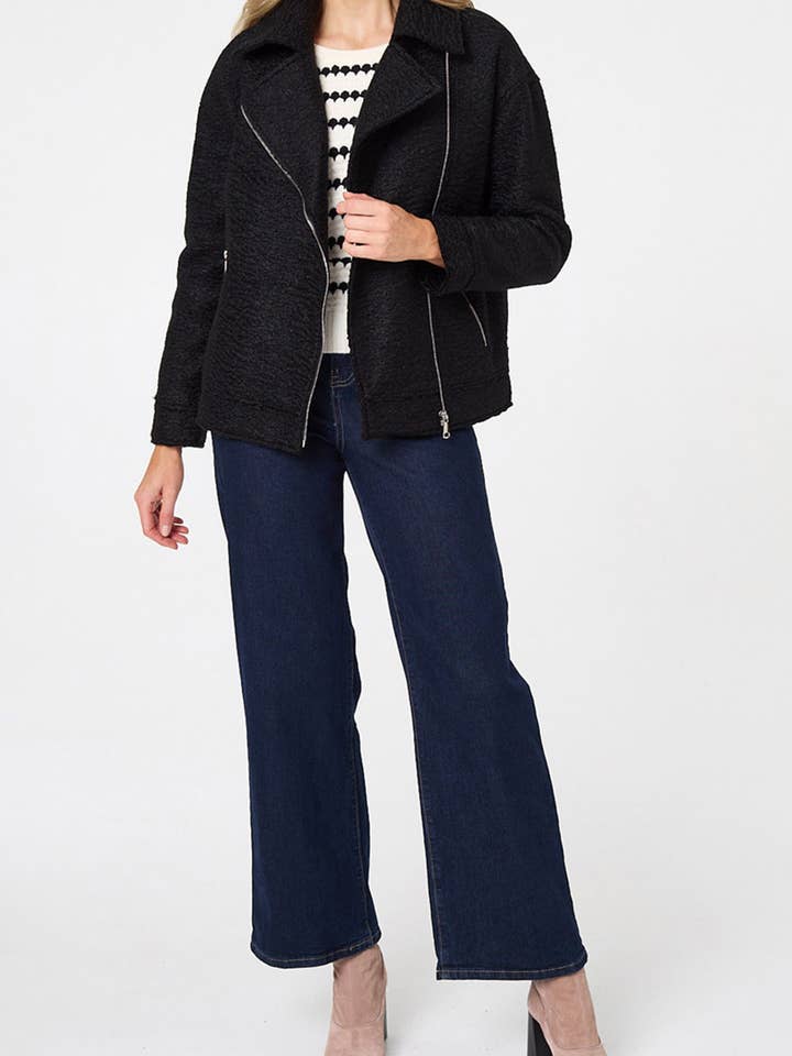 Giacca Asimmetrica con Zip Testurizzata Teddy per la vendita all'ingrosso da parte di Stellalondon