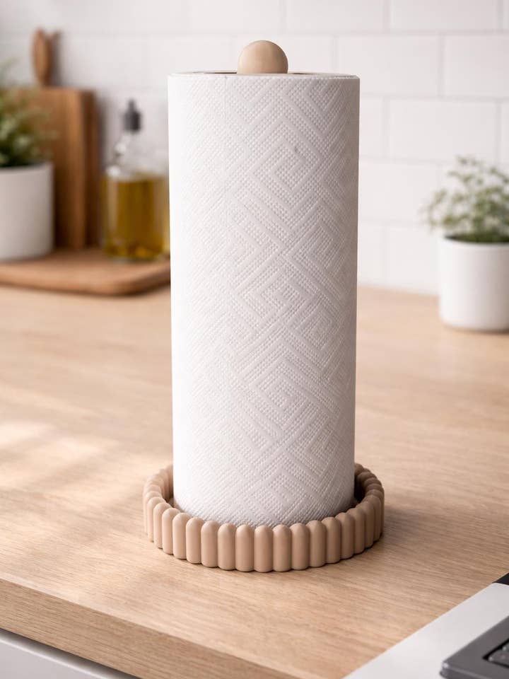 Paper Towel Holder 3D Printed Kitchen Roll Countertop for wholesale by Kri8 Collective