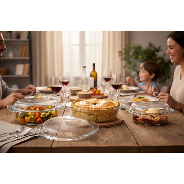 Kadra Kitchenware - Wholesale Baking Dish - Simax 6pc Round Casserole Set with Glass Lids 0.75-1.5 Qt1