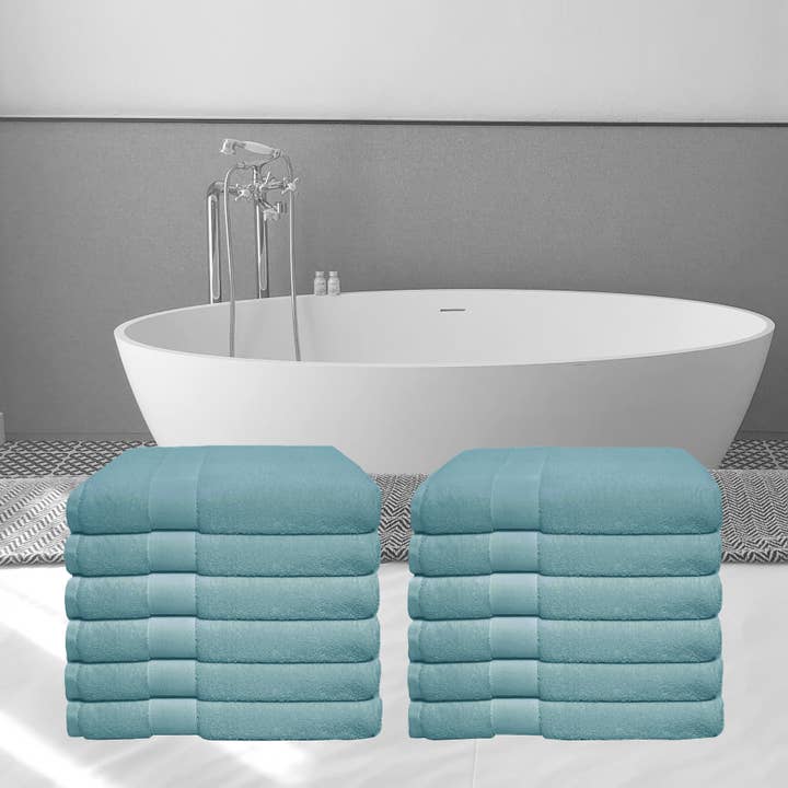 Green Blue 12 Pack Washcloth Set 100% Cotton(13x13) Premium Face Towels for wholesale on Faire1