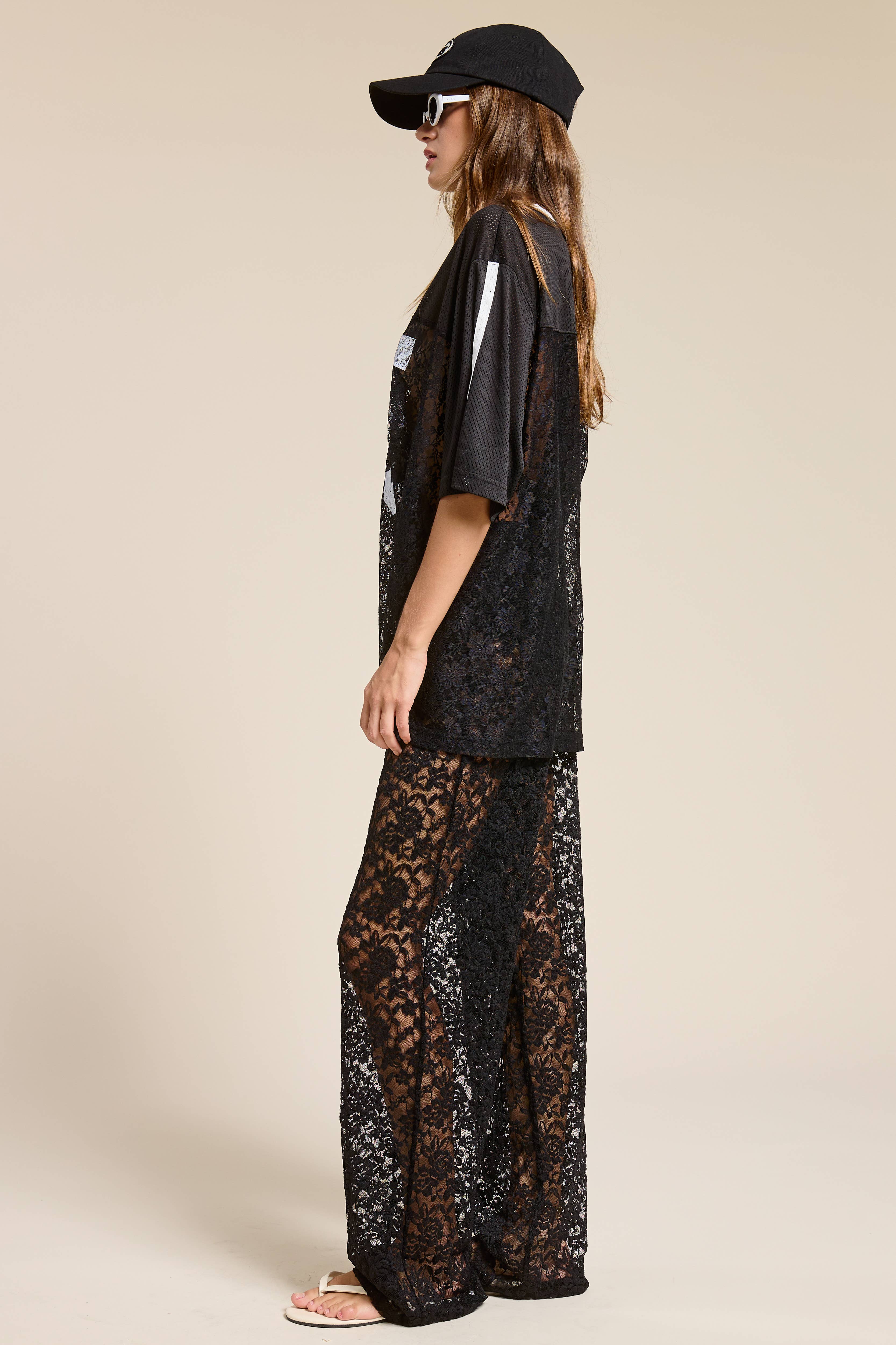 Mimosa - Vente Pantalon – femme - Pantalon en dentelle transparente taille haute avec doublure de sous-vêtement6