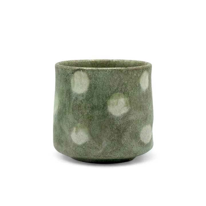 Inoue Tea - Wholesale Coffee/Tea Cup - Gin Aya Polka Dot Mino-yaki Yunomi by Kimura - Japanese Teacup