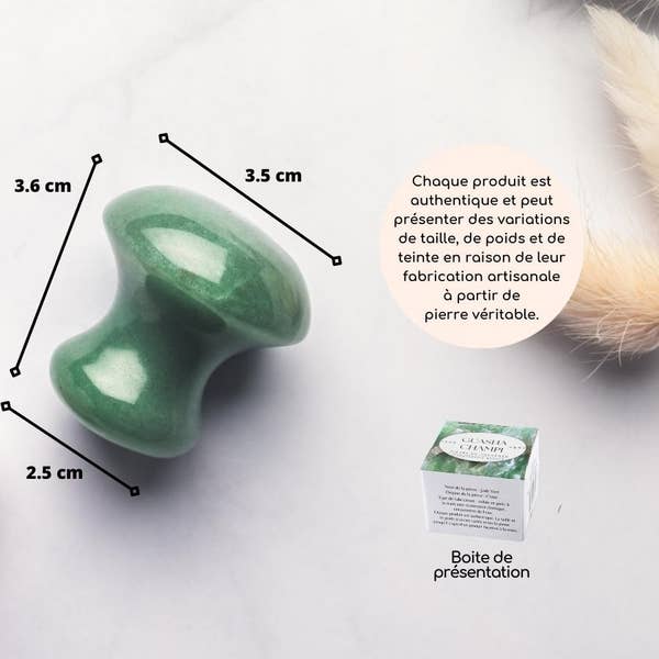 Zen'Arôme - Venta al por mayor Utensilio Gua Sha - Set de rodillo de masaje Gua Sha, Champi y Green Jade Stone2