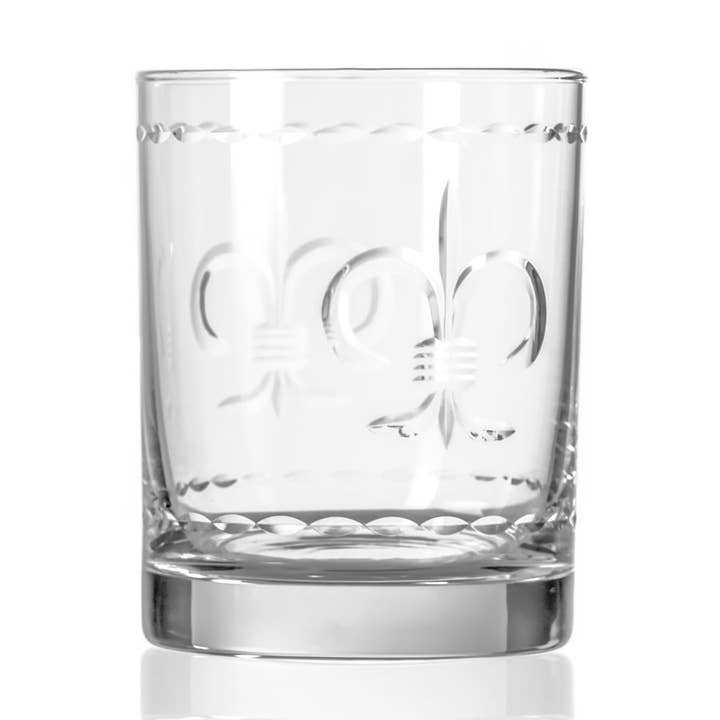 Fleur De Lis Double Old Fashioned Glass 13oz for wholesale by Rolf Glass