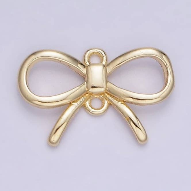 14K Gold Filled 12mm Ribbon Bow Minimalist Connector | G292 for wholesale by Aim Eternal