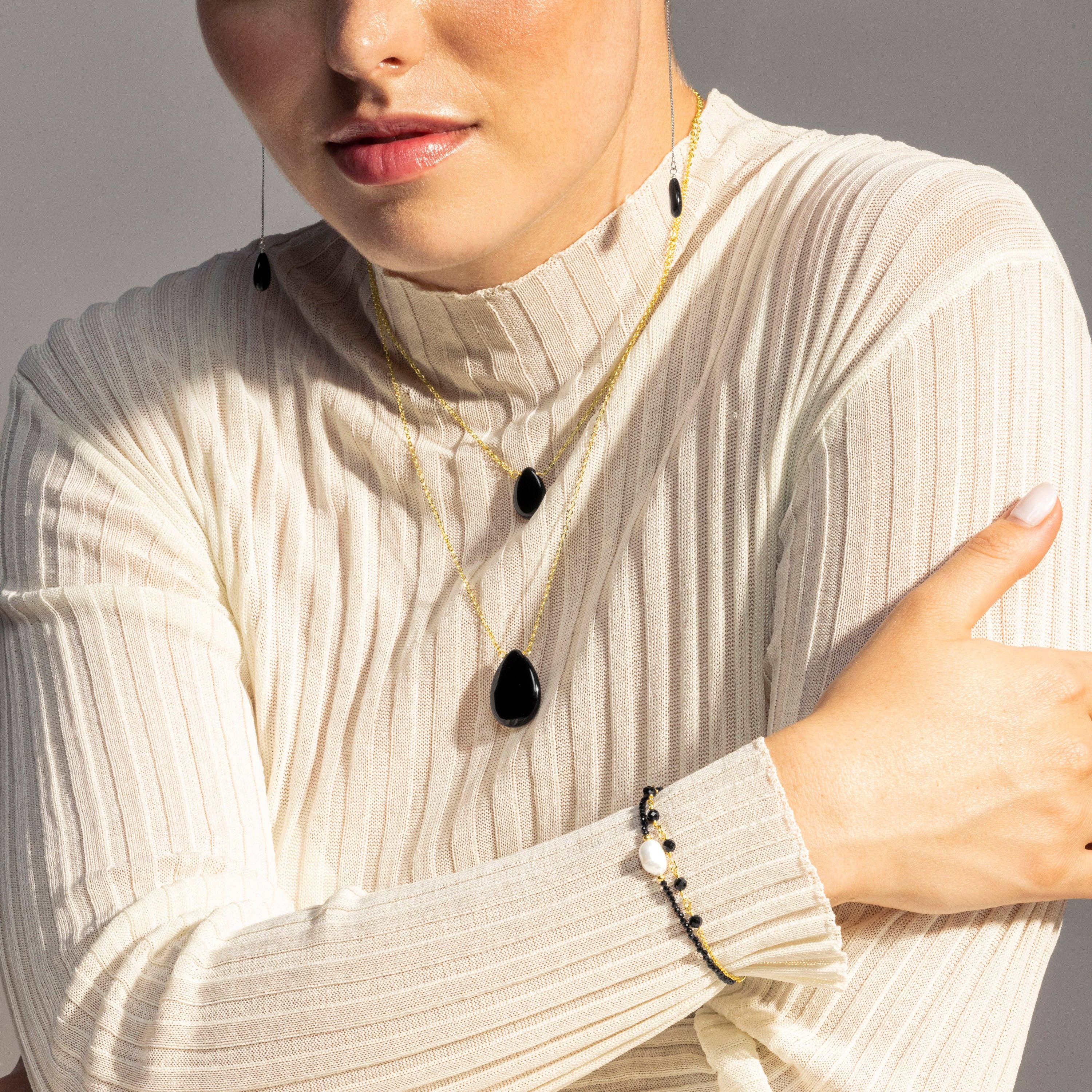 Luxenter - Wholesale Beaded Bracelet - Pulsera Luxenter de Cuarzo Hidrotermal Onix acabada en oro amarillo de 18K - Ekhao2