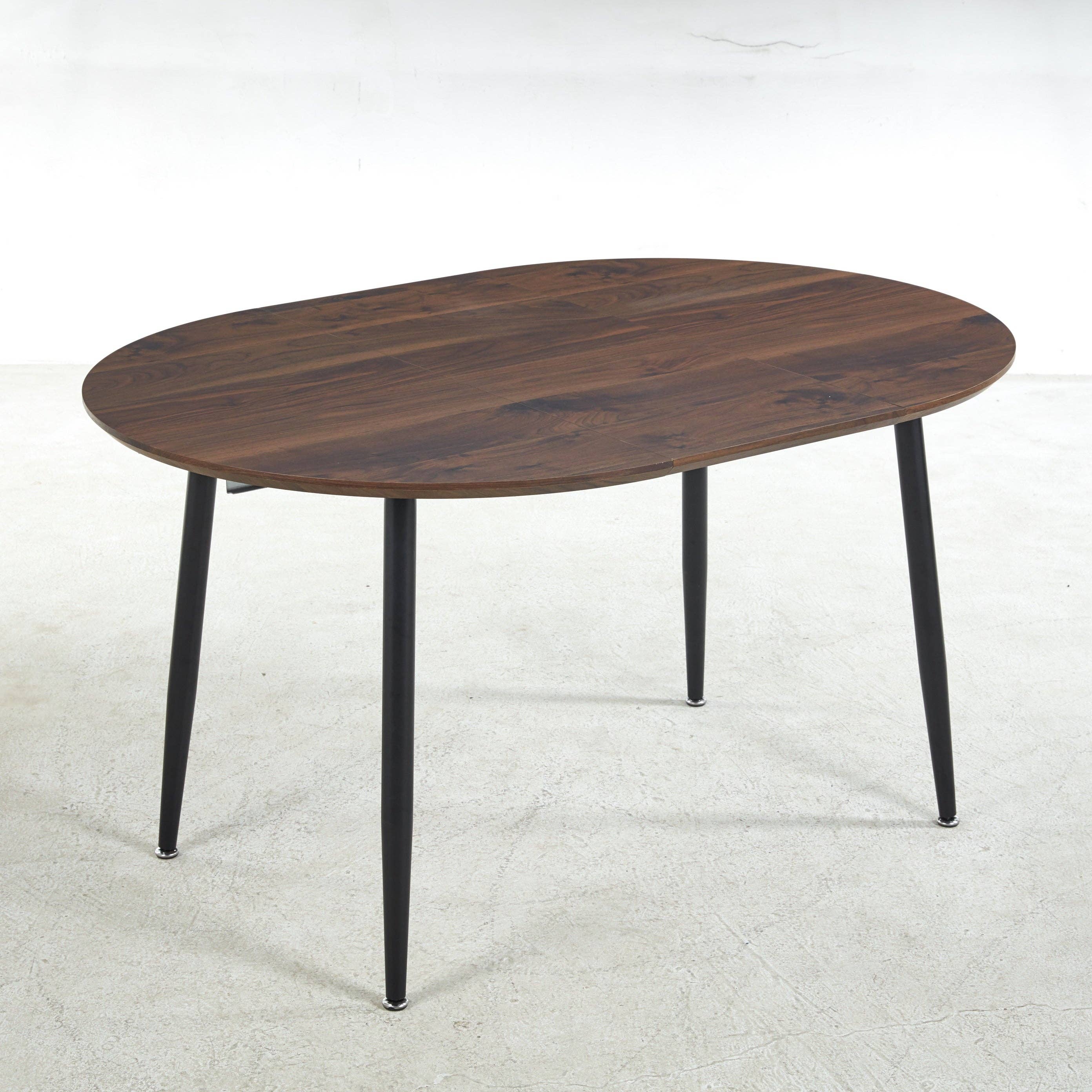 Loire Extendable Oval Walnut Dining Table with Black Metal Legs for wholesale on Faire3