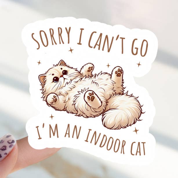 Sorry I Cant Go I'm a indoor Cat Decal Sticker for wholesale by Happy Mail Wholesale