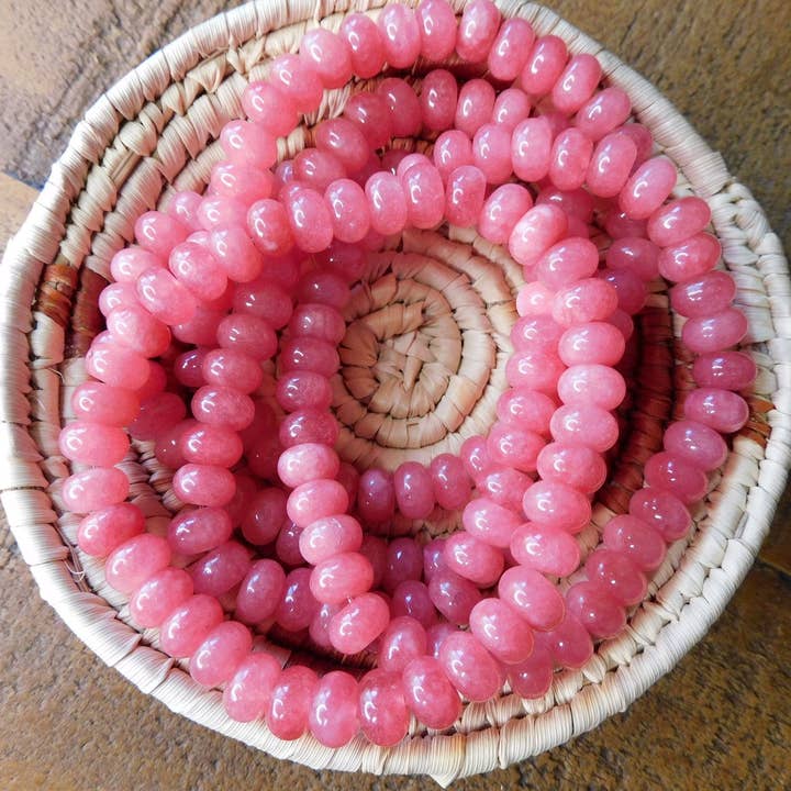 Superior Stones & Gifts INTL LLP - Wholesale Beaded Bracelet - Gemstone Stretch Bracelet Rondel Shape Beads Watermelon Jade Enhanced1