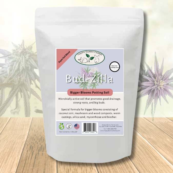 Happy Bunny Farms – wholesale Planting/potting soil – Bud-Zilla Premium Soil for Cannabis & Hemp Plants, 4QTs0