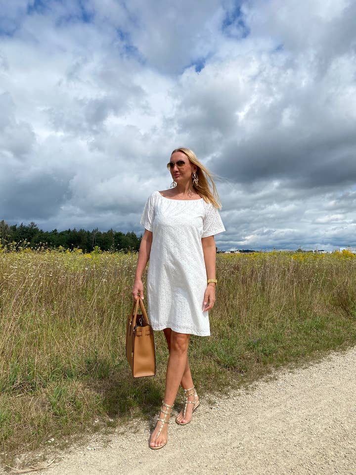 White organic cotton dress for wholesale by we samay