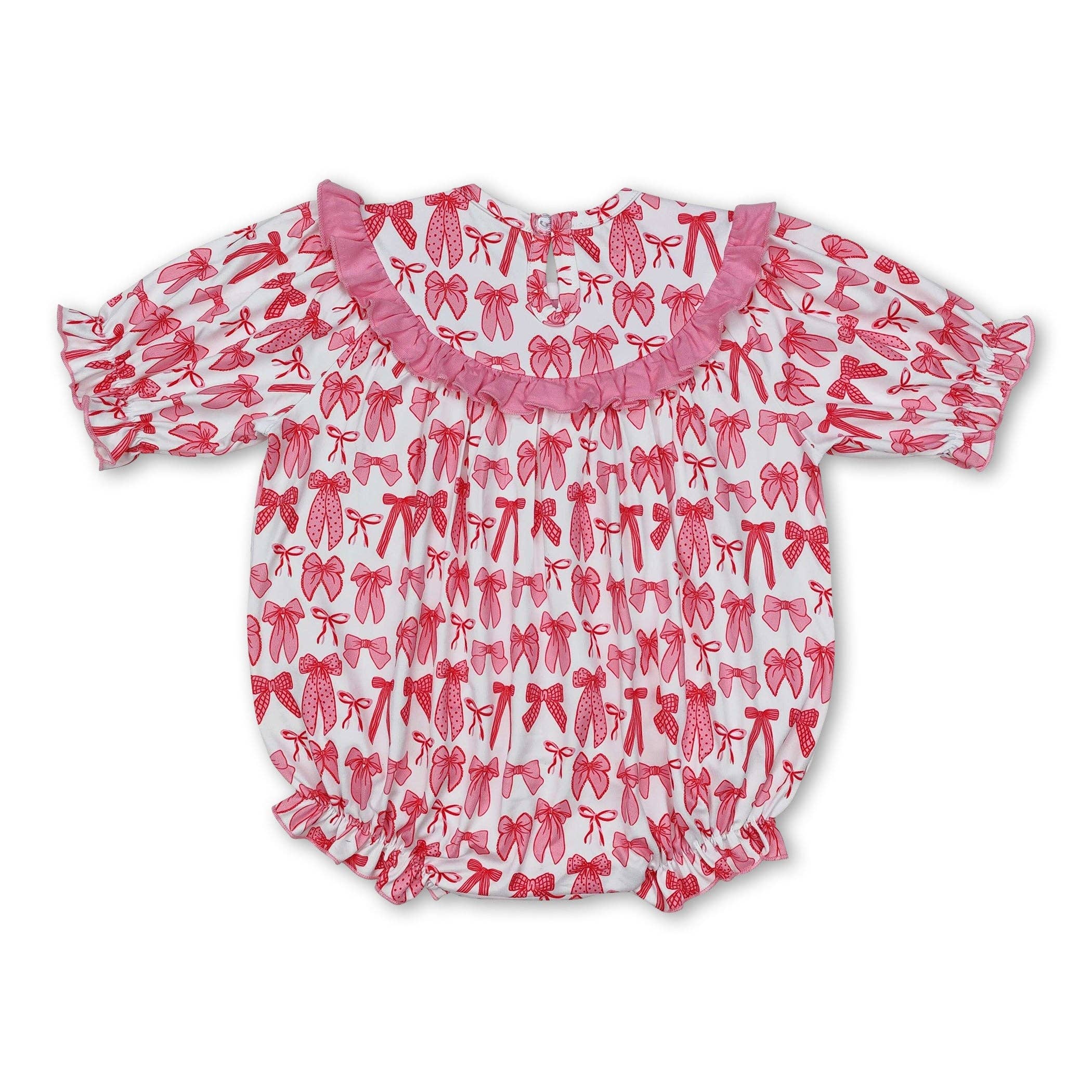 Yawoo Garments - Wholesale Jumpsuit - Baby - Short sleeves Mama's bestie smocked bow baby girls romper1