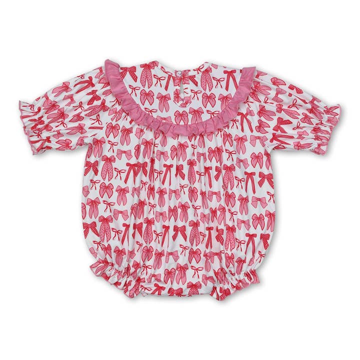 Yawoo Garments - Wholesale Jumpsuit - Baby - Short sleeves Mama's bestie smocked bow baby girls romper1