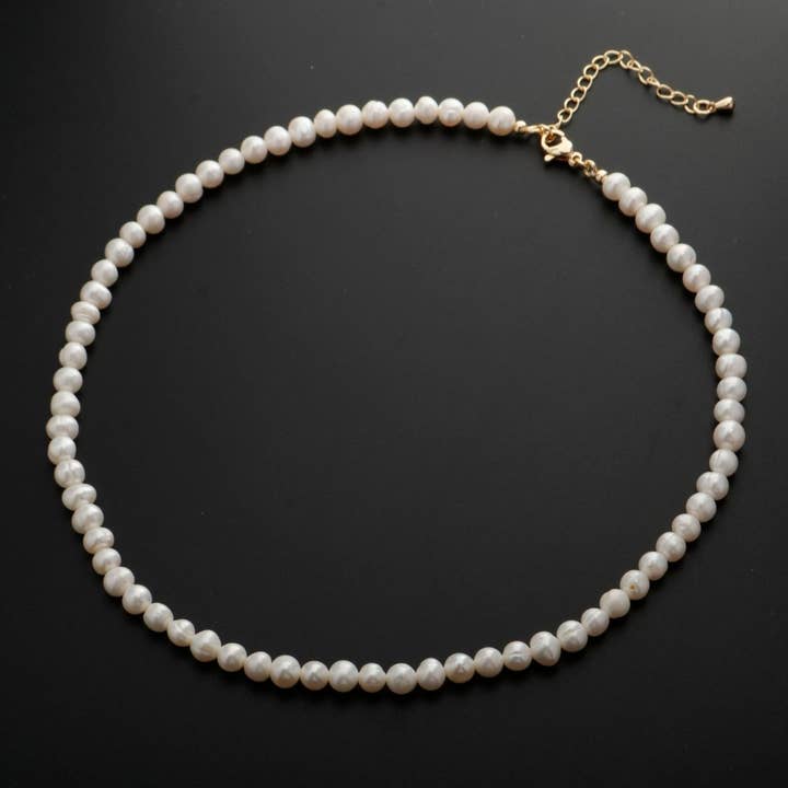 Aim Eternal - Vente Collier de perles - Collier rond classique en perles blanches d'eau douce, perles d'eau douce naturelles, véritables perles pour bijoux de mariage | WA-333 Prix de liquidation