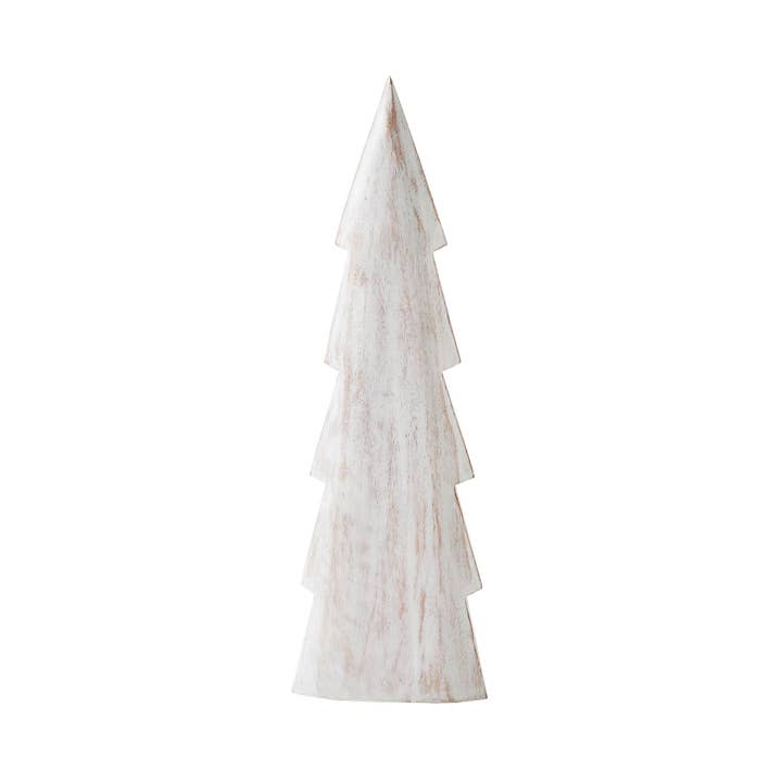 VHC Brands - Wholesale Decorative Tabletop Object - Christmas Tree Distressed White Wooden Figurine 15.75x5x1.5