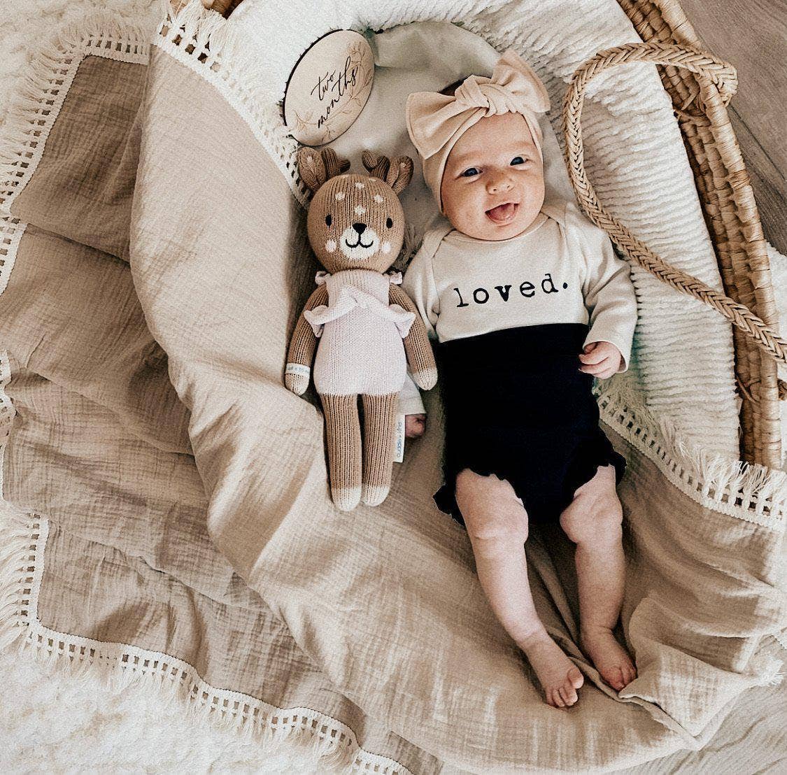 Harp Angel Boutique - Wholesale Swaddle - Baby - Fringe Swaddle Blanket - Tan3