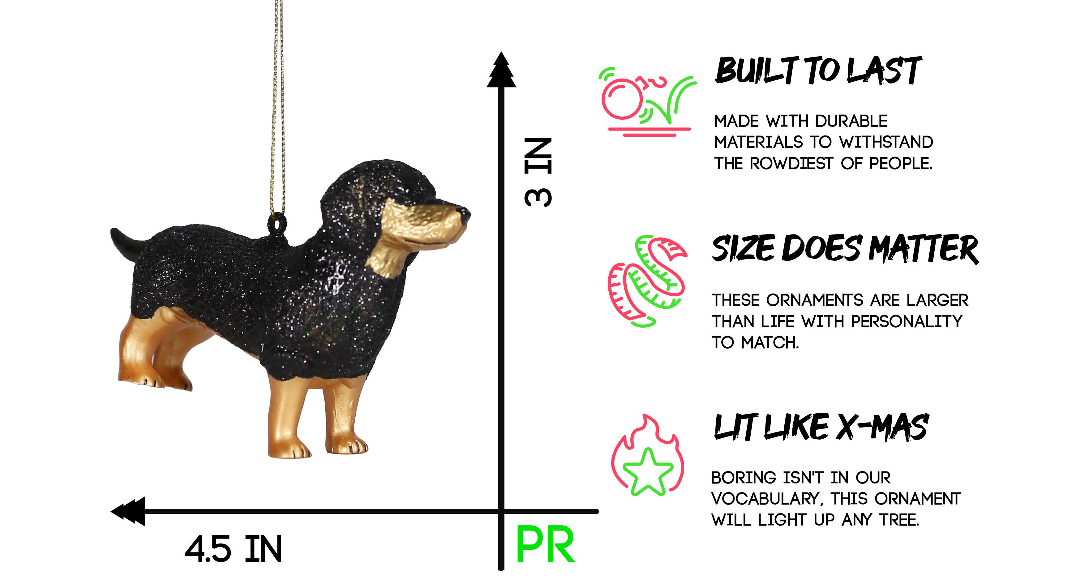 Party Rock Ornaments - Wholesale Ornament - Party Rock | Dachshund Glass Ornament2