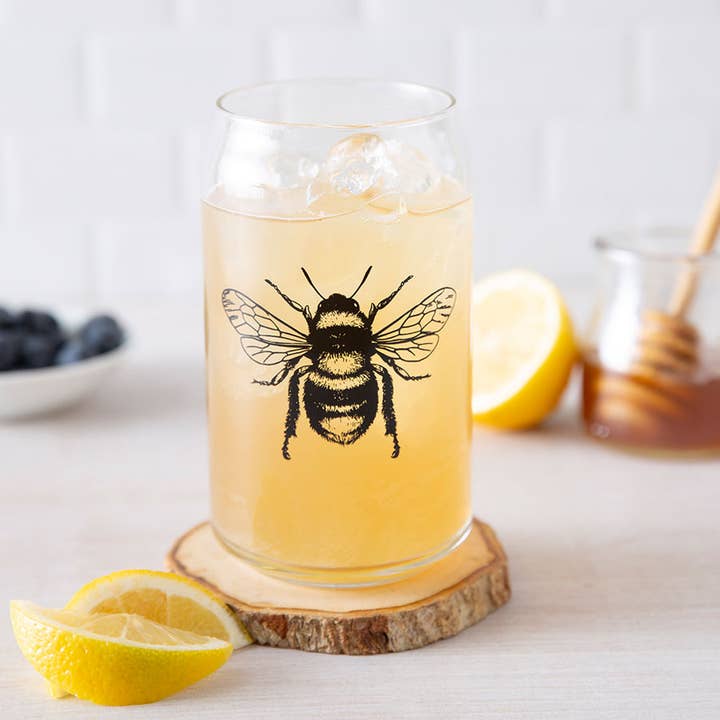 Counter Couture - Wholesale Drinking Glass/Cup - Bee Beer Can Glass | Glass Cup | Iced Coffee Cup0