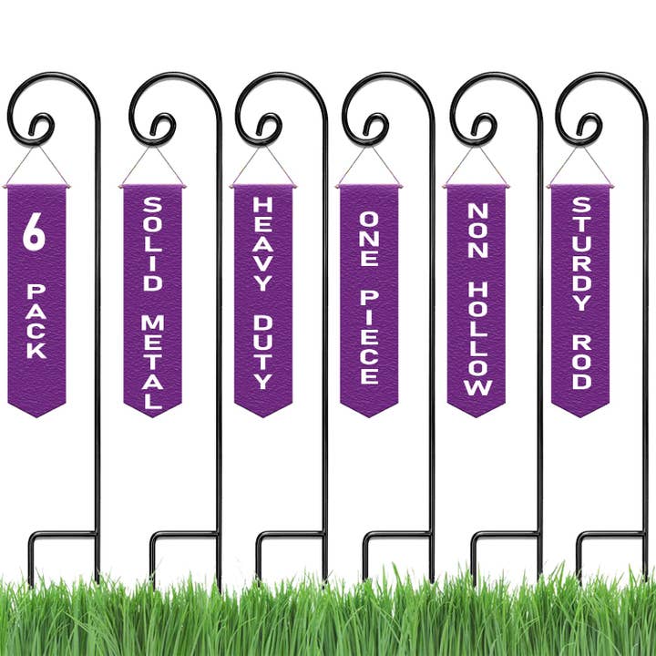 Crochets de berger Ashman, noirs, fabriqués en métal de qualité supérieure pour suspendre des lampes solaires, des mangeoires à oiseaux, des bocaux Mason, des piquets de jardin et des mariages (lot de 6) pour la vente par Ashman Online