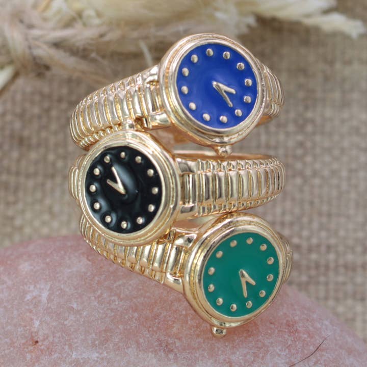 Fashion Time Faux Watch Gold Ring for wholesale by ZAD