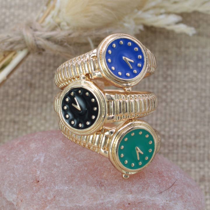 Fashion Time Faux Watch Gold Ring for wholesale by ZAD