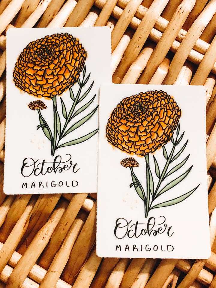 Oktober Ringblomma Klistermärke för wholesale av Living Creativity