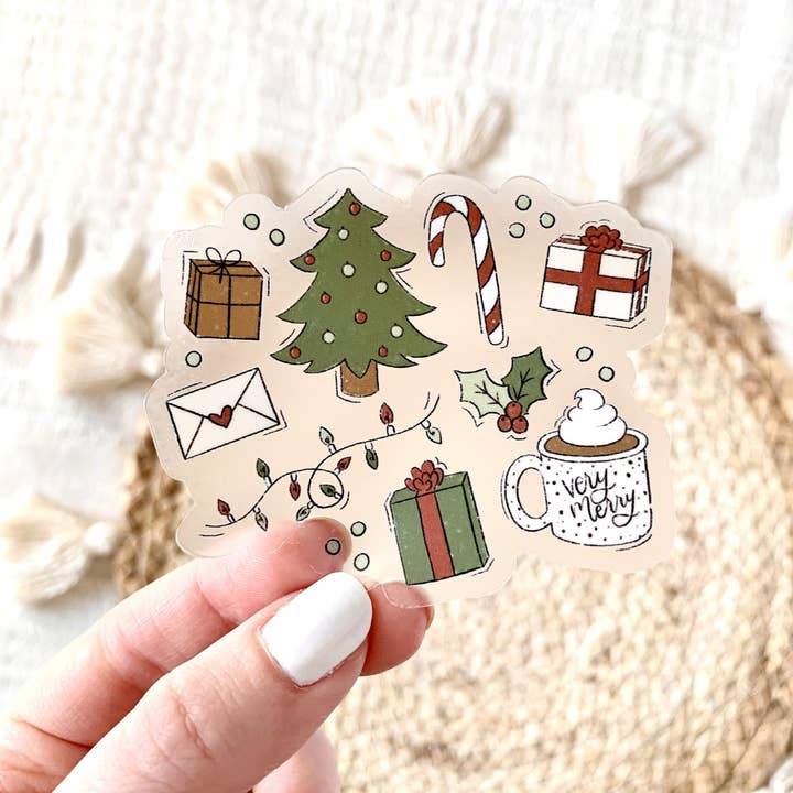 Clear Christmas Favorites Sticker, 3x3 in. | Holiday for wholesale by Elyse Breanne Design